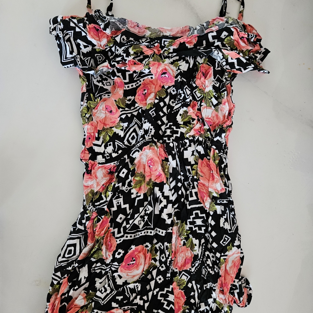 Derek Heart Black and Pink Floral Blouse